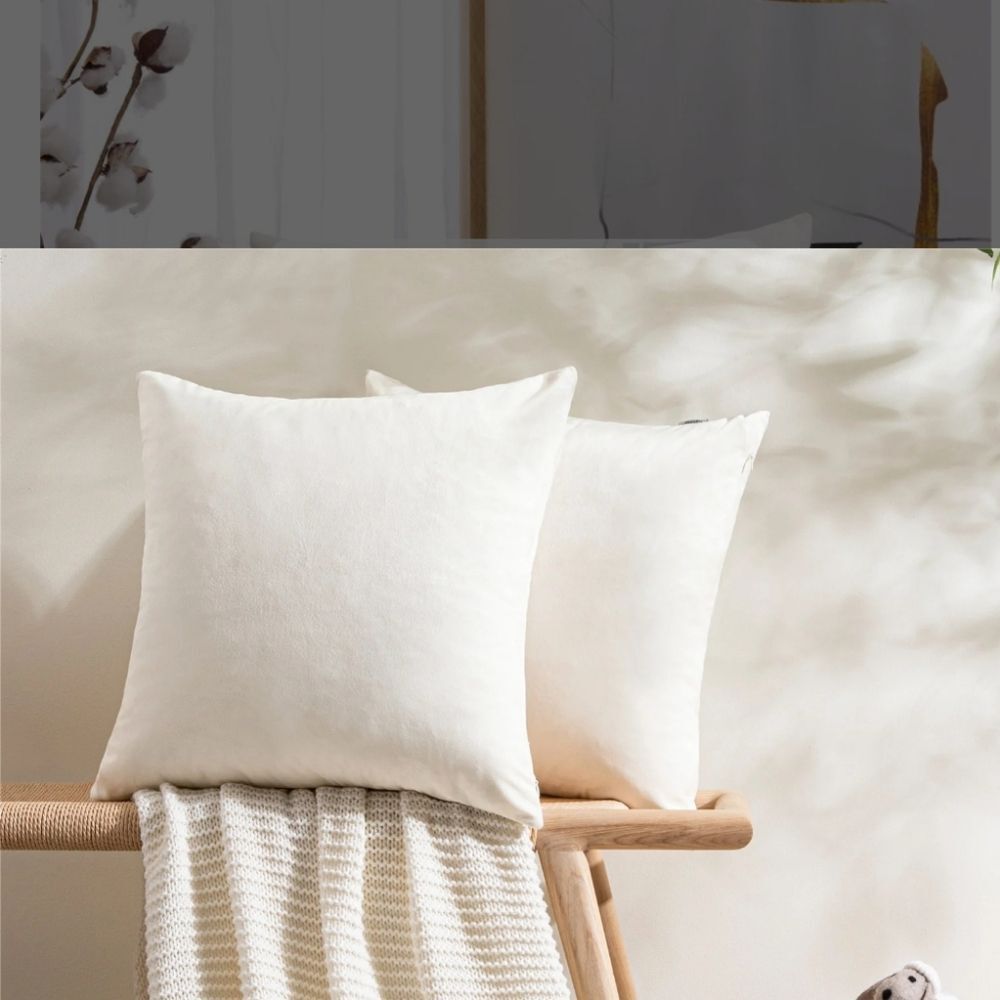Ivory Velvet Square Pillow Covers